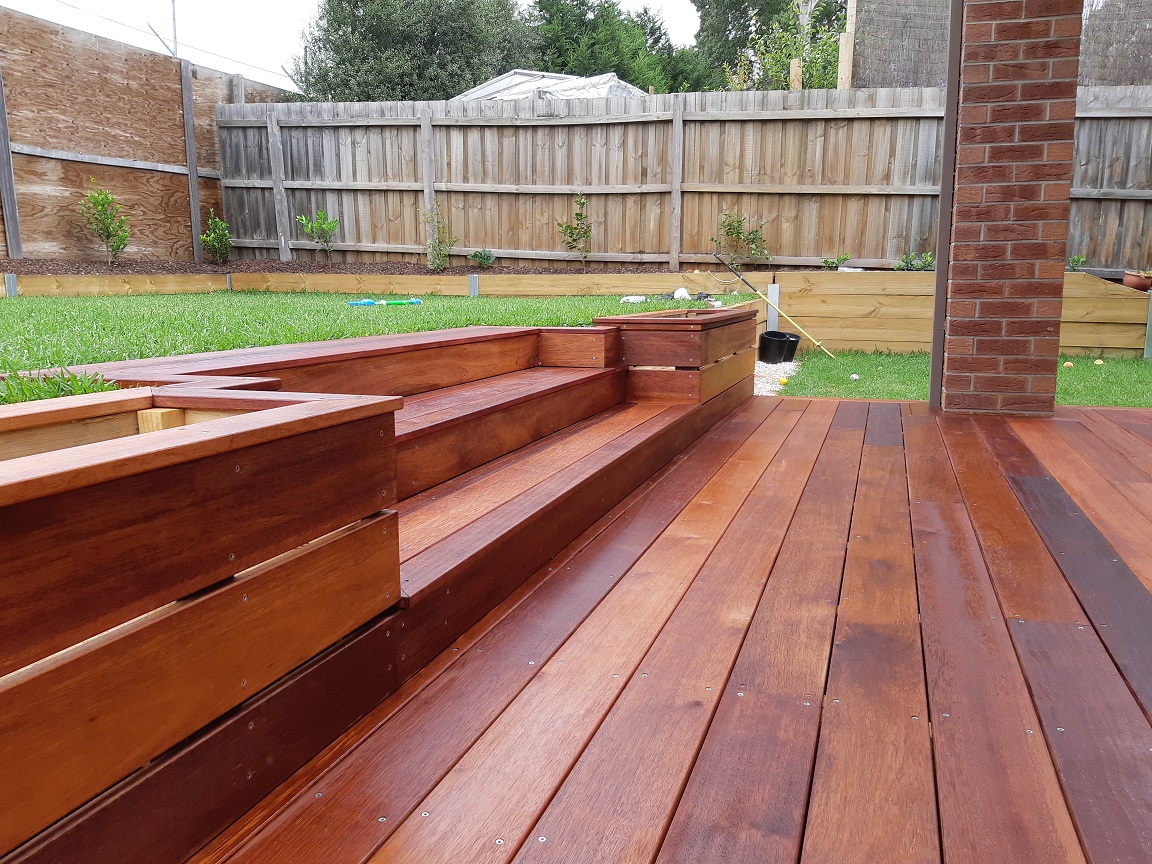 Timber Deck with inset steps and planter boxes