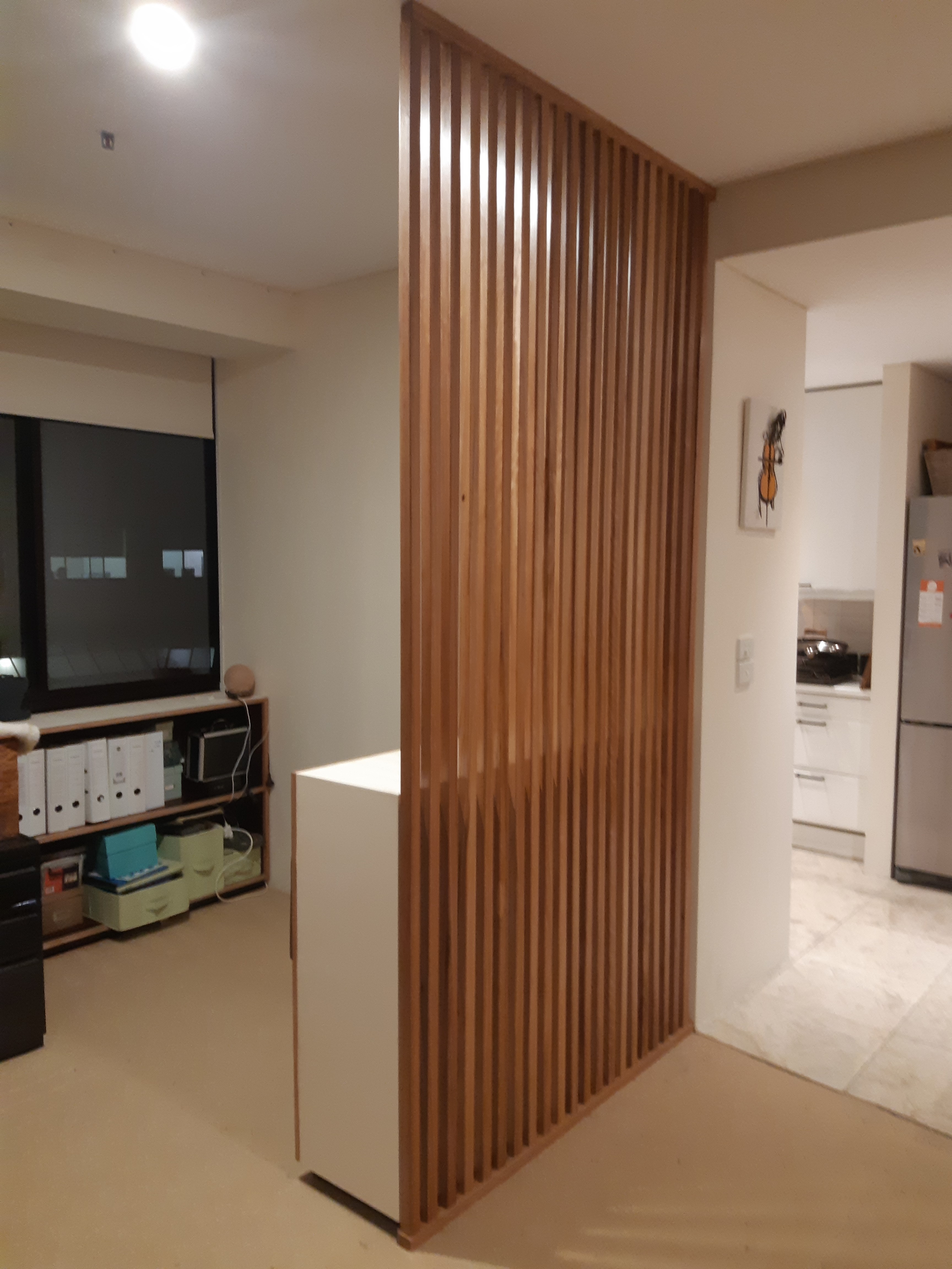 Timber batten partition for home office